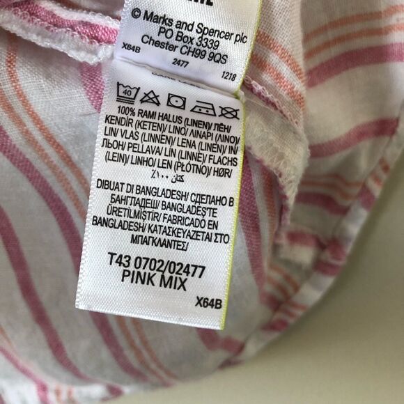 M&s COLLECTION Pure Linen Striped Ruffle Top - Picture 9 of 9